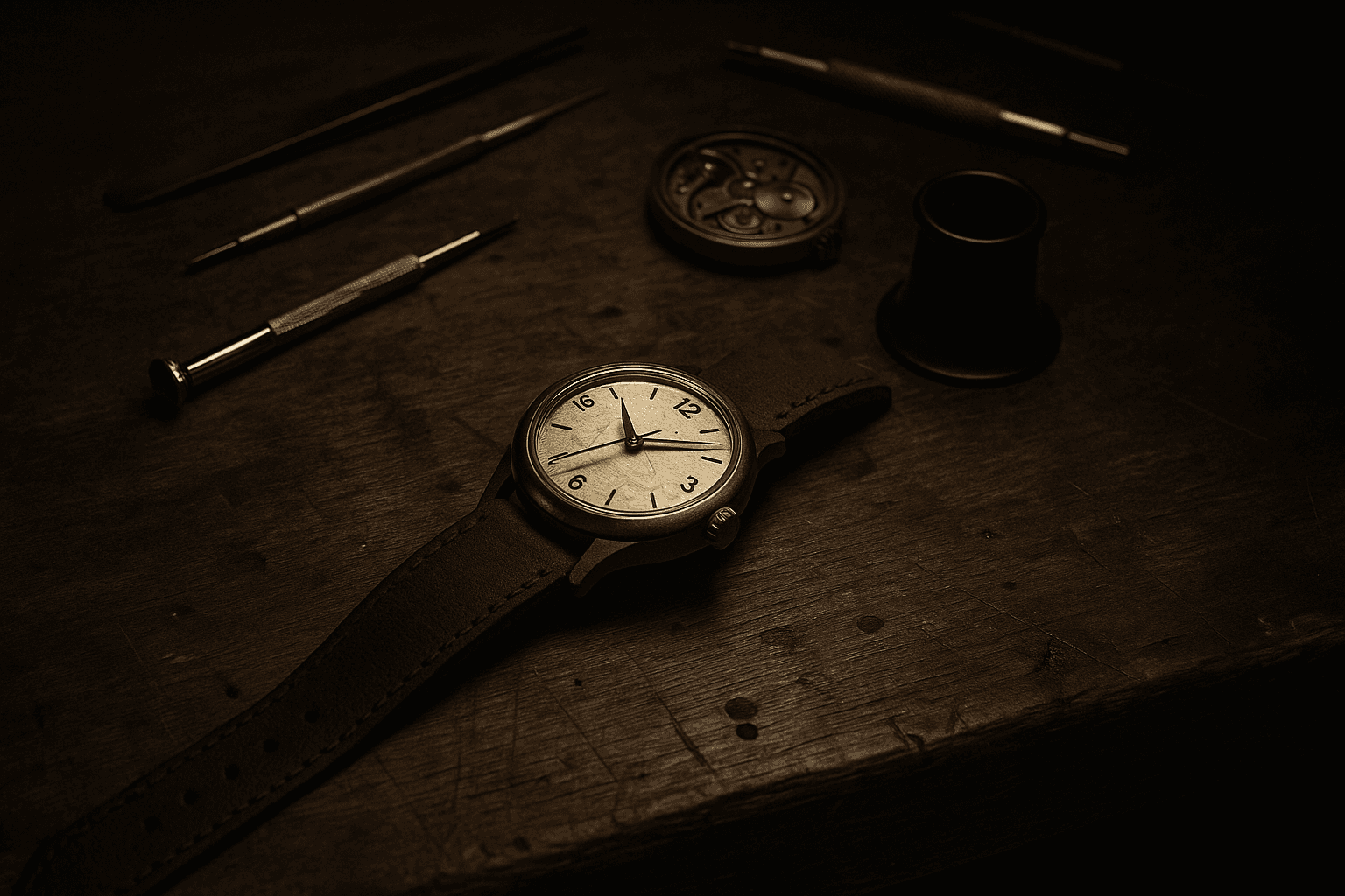 Watchmaker at workbench
